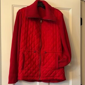 Red Quilted Women's sweater Jacket